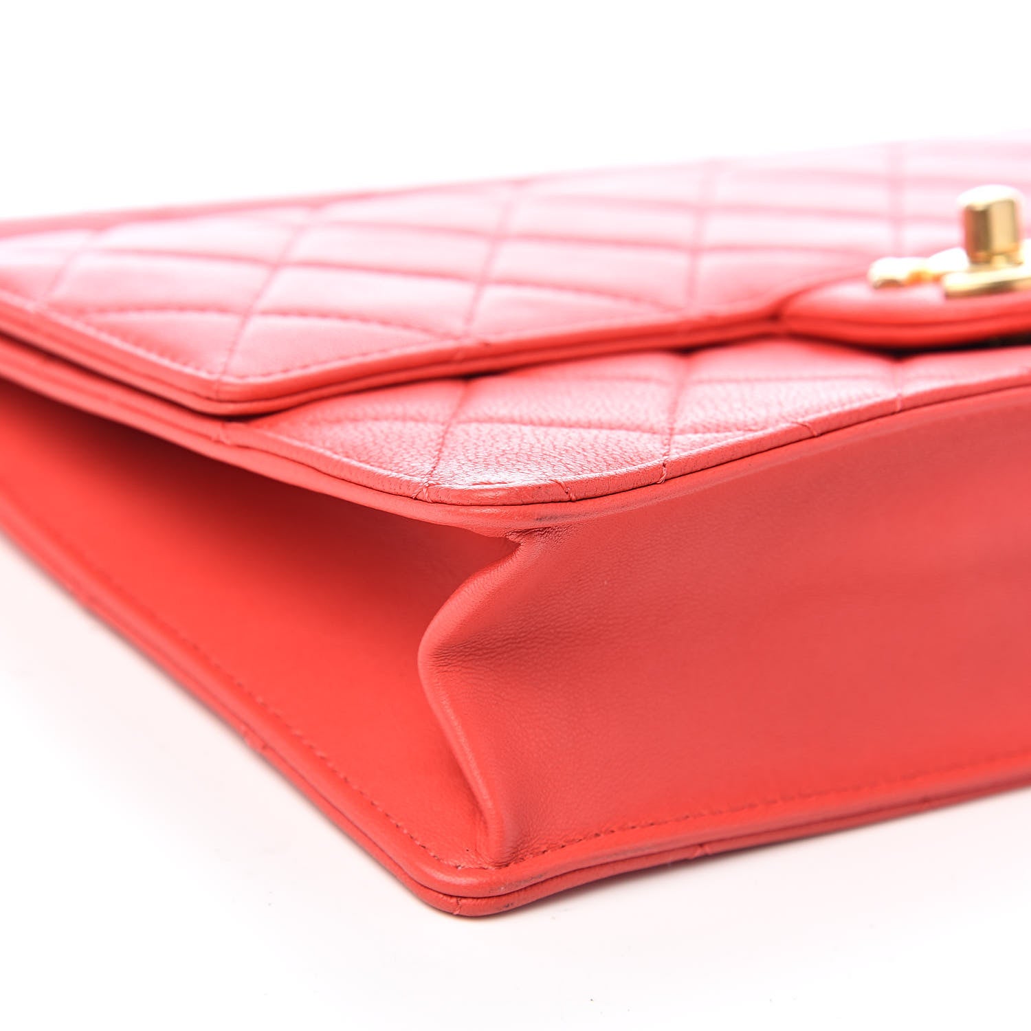 Chanel Lambskin Quilted Large Pearl Chain Flap Bag Red 9 of 12