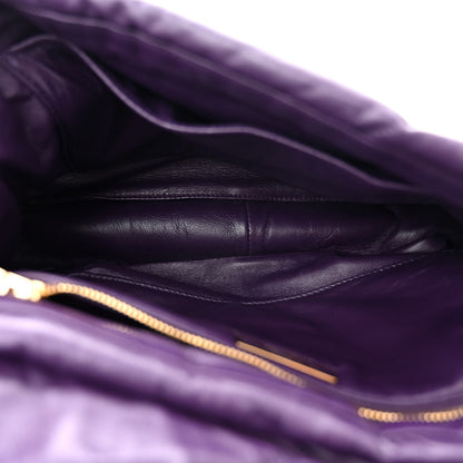 Prada Nappa Soft Padded Logo Embossed Triangle Quilted Shoulder Bag Viola 5 of 12