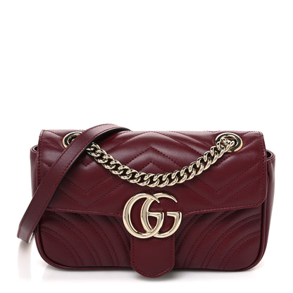 Gucci Calfskin Matelasse Mini GG Marmont Shoulder Bag Rosso Ancora 1 of 10
