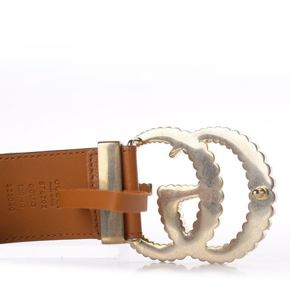 Gucci Azalea Calfskin Matelasse Diagonal Torchon Double G 40mm Belt 100 40 Cognac Black 4 of 5