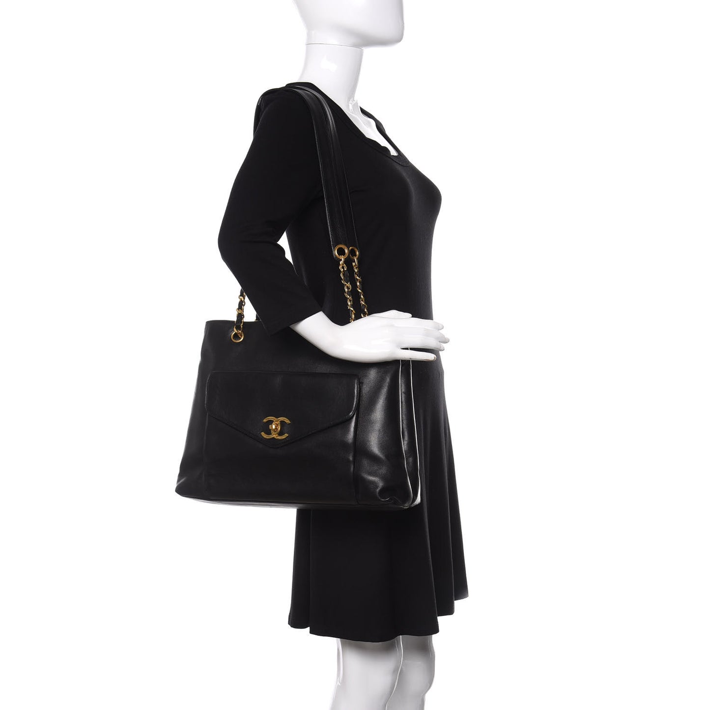 Lambskin Flap Shoulder Bag Black