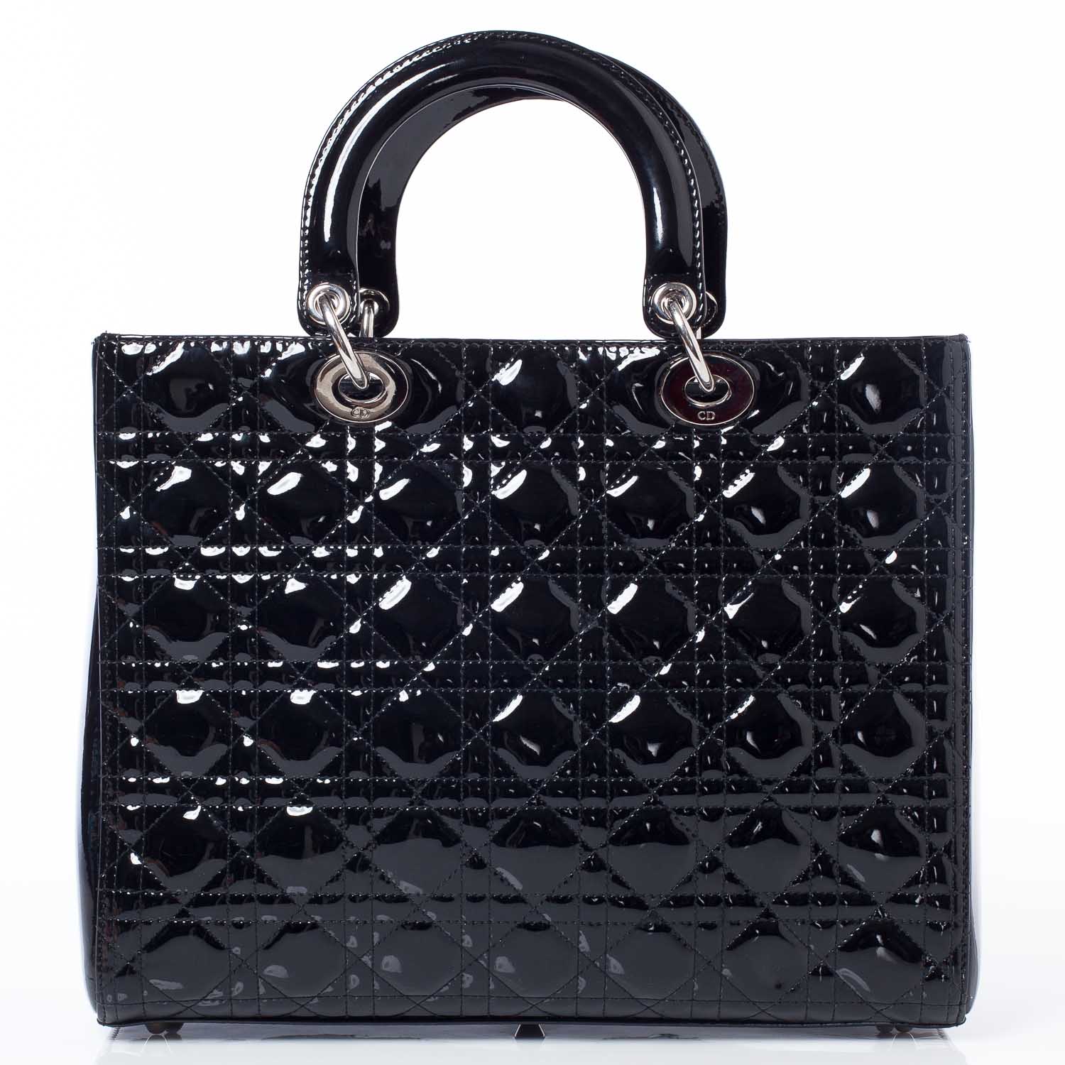 Christian Dior CHRISTIAN DIOR Patent Cannage Large Lady Dior Black 4 of 11