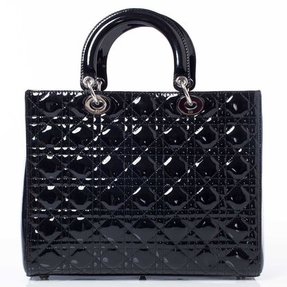 Christian Dior CHRISTIAN DIOR Patent Cannage Large Lady Dior Black 4 of 11