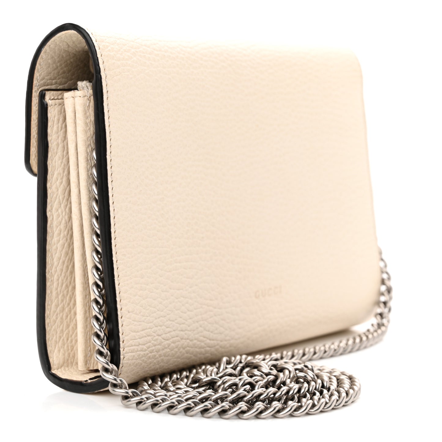 Dollar Calfskin Mini Dionysus Chain Wallet Mystic White