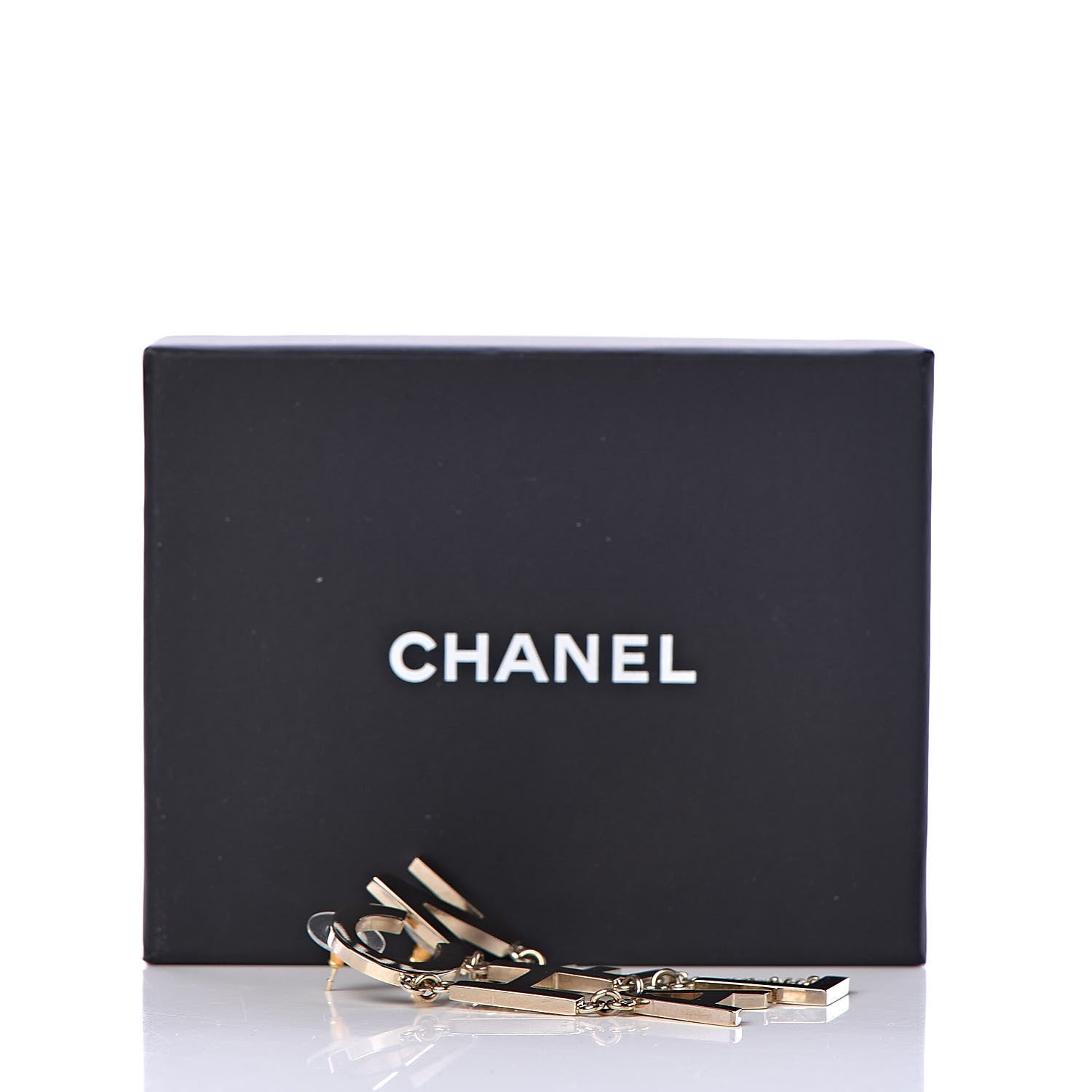 Chanel Metal Cha-Nel Logo Drop Earrings Gold 5 of 5