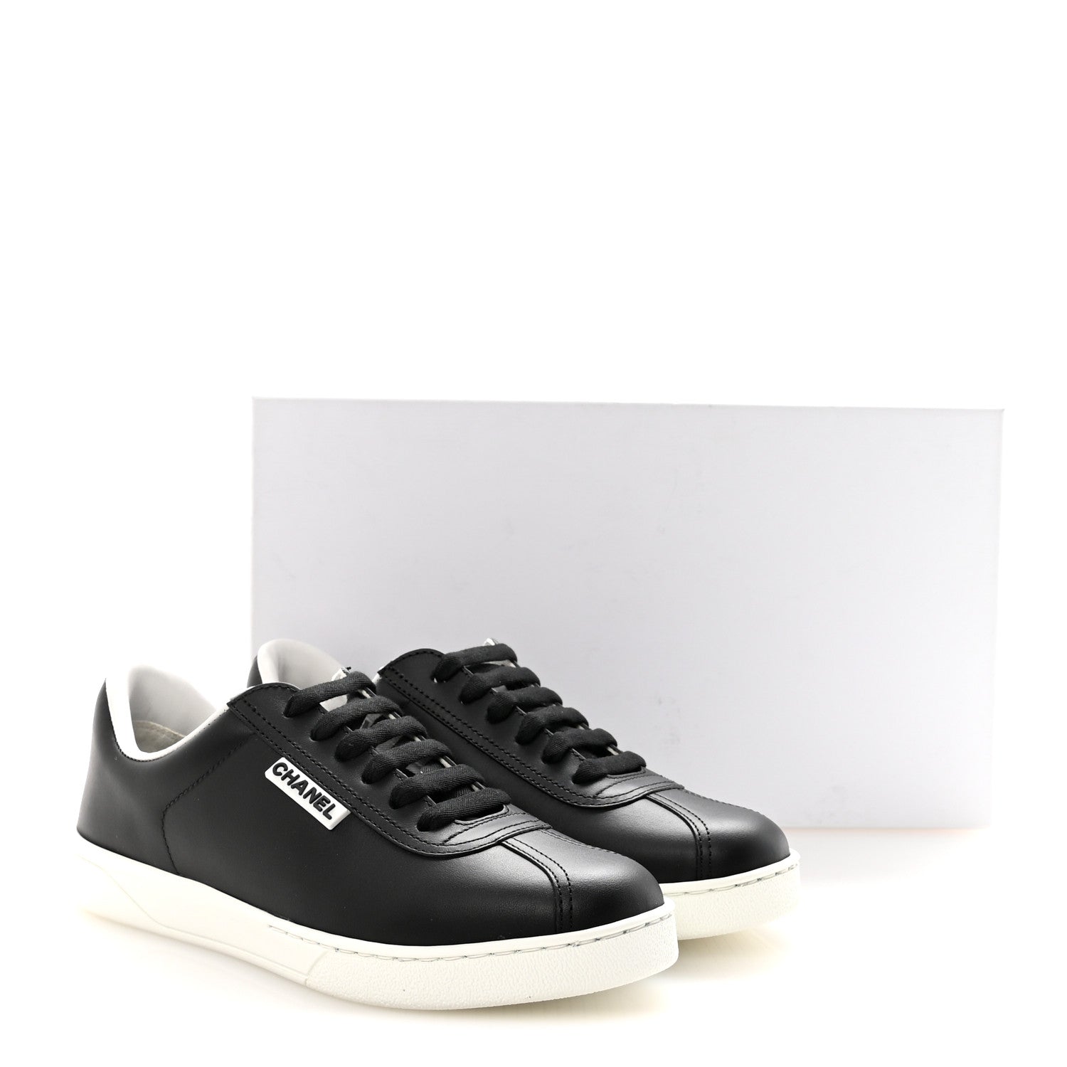 Chanel Calfskin CC Womens Sneakers 37 Black 10 of 10