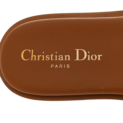 Christian Dior Calfskin Raffia Dioriviera D-Lane Flat Slide Sandals 38.5 Camel 7 of 9
