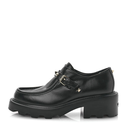 Valentino Garavani Calfskin Rockstud 55mm Single Monk Strap Paraboot 38 Black 1 of 9