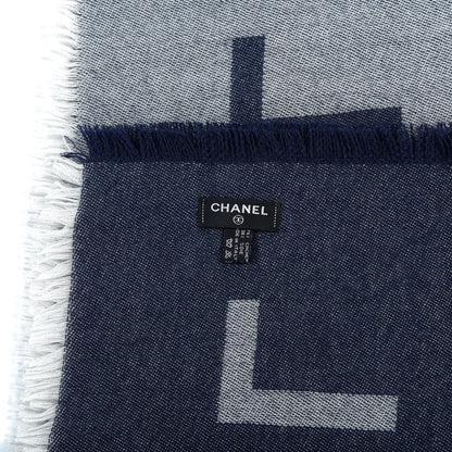 Chanel Cashmere Silk CC Logo Stole Navy 4 of 7