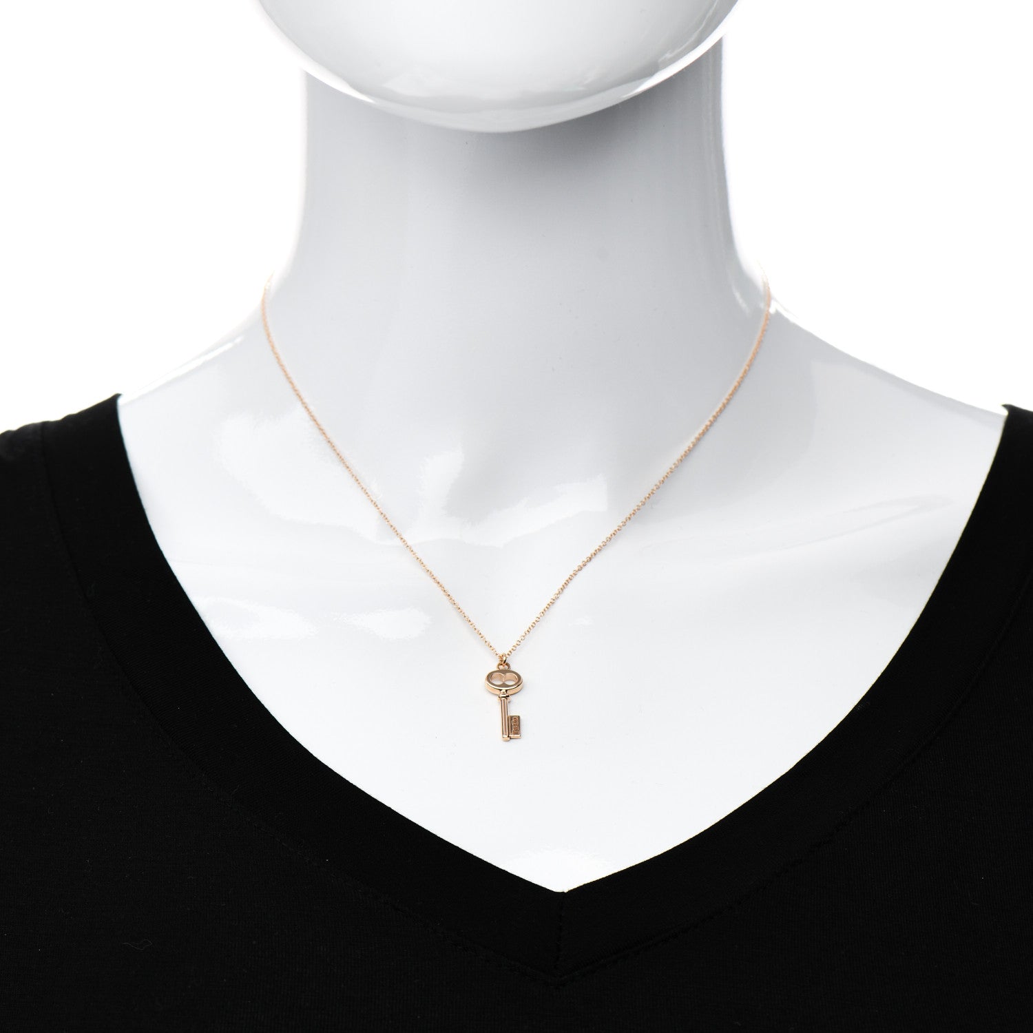 Tiffany 18K Rose Gold Mini Key Pendant Necklace 2 of 6