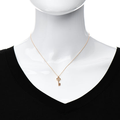 Tiffany 18K Rose Gold Mini Key Pendant Necklace 2 of 6