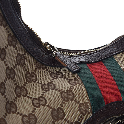 Gucci Monogram Web GG Reins Hobo Brown 14 of 14
