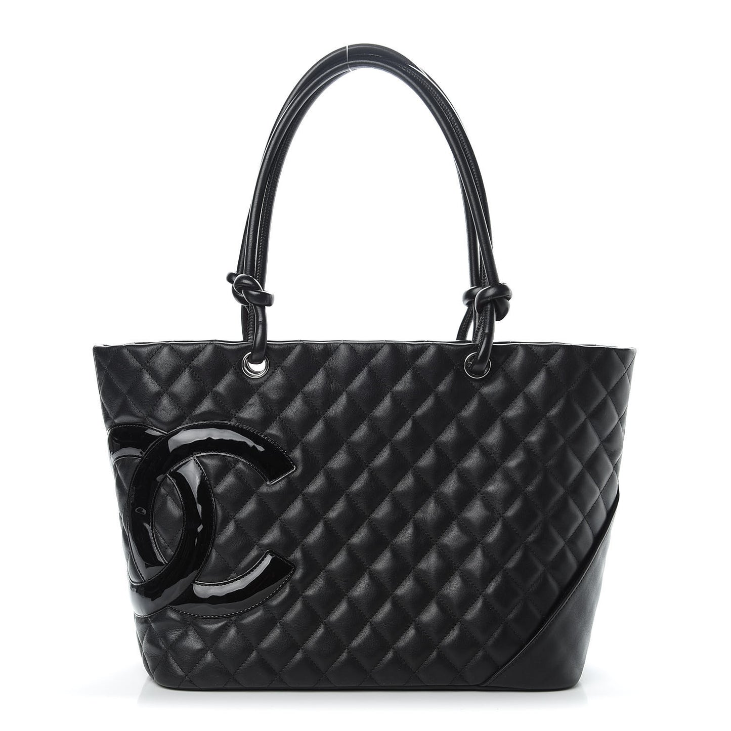 Calfskin Quilted Large Cambon Tote Black