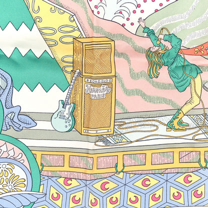 Hermes Silk Le Premier Chant Scarf 90 Abricot Ciel Vert 3 of 3