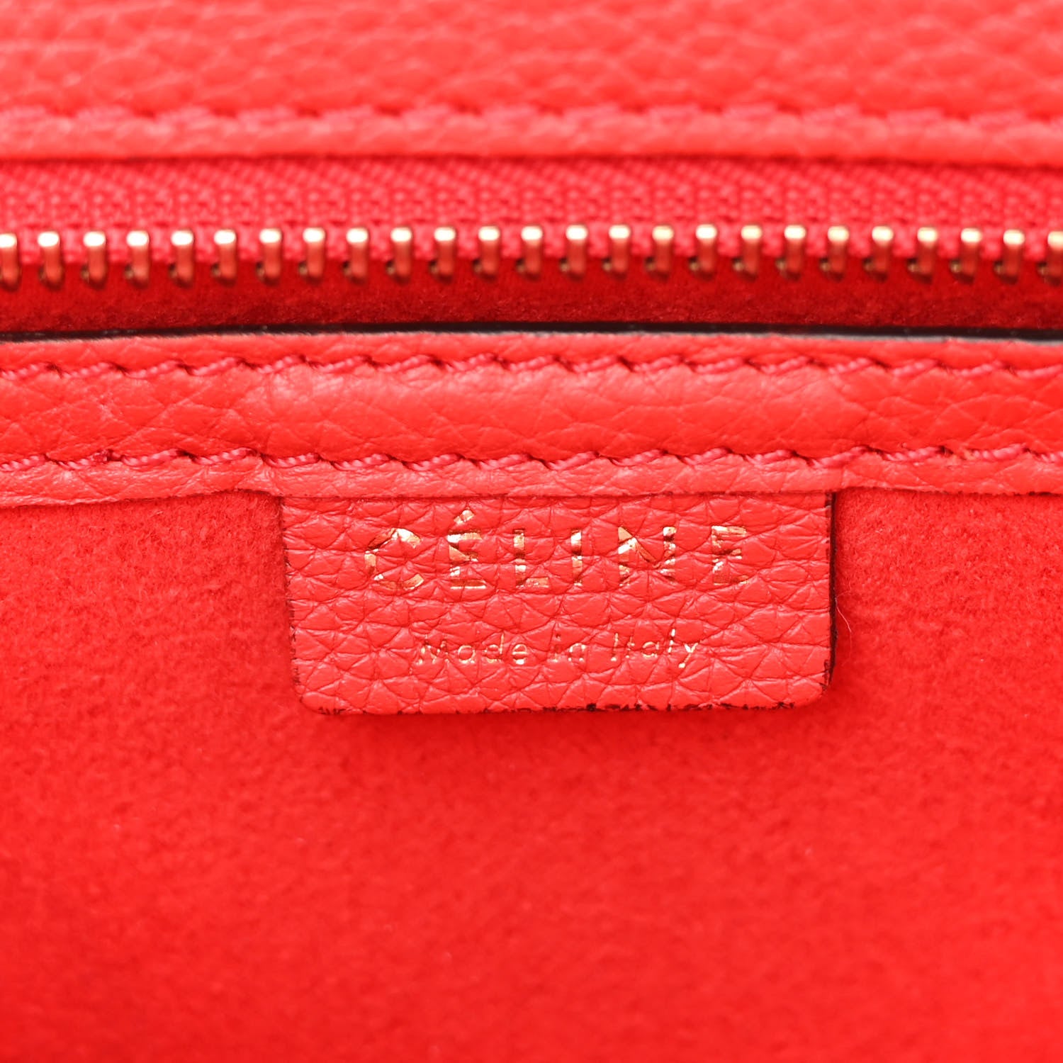 Celine Drummed Calfskin Nano Luggage Red 6 of 10