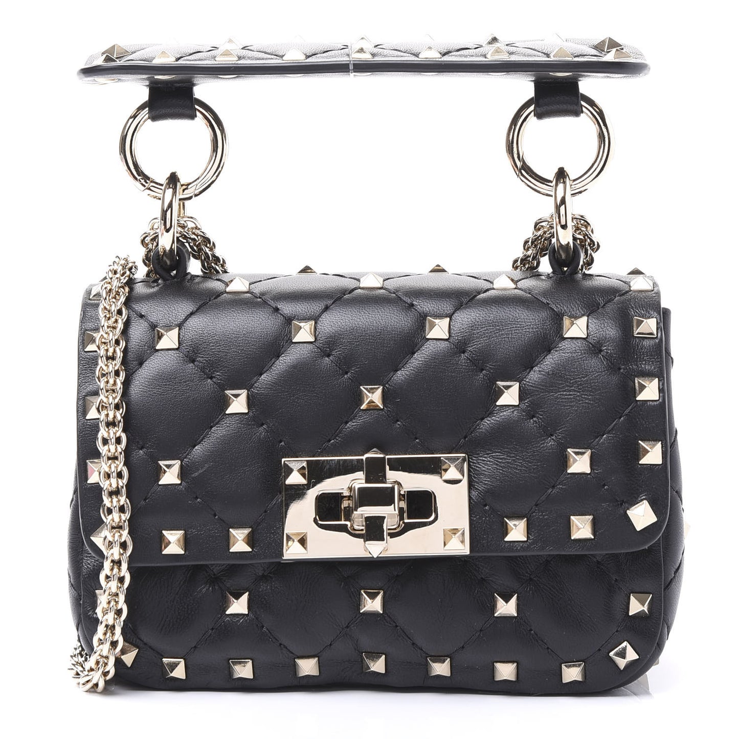 Nappa Micro Rockstud Spike Shoulder Bag Black