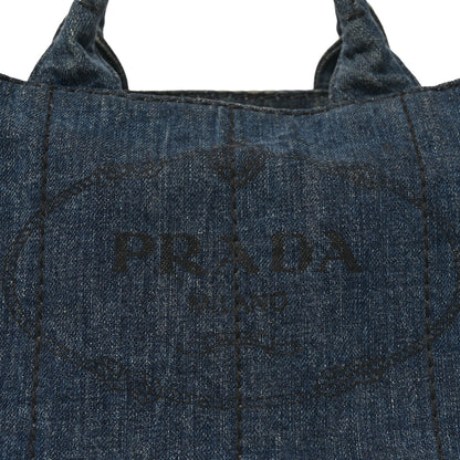Prada Denim Canapa Small Logo Tote Avio 7 of 9