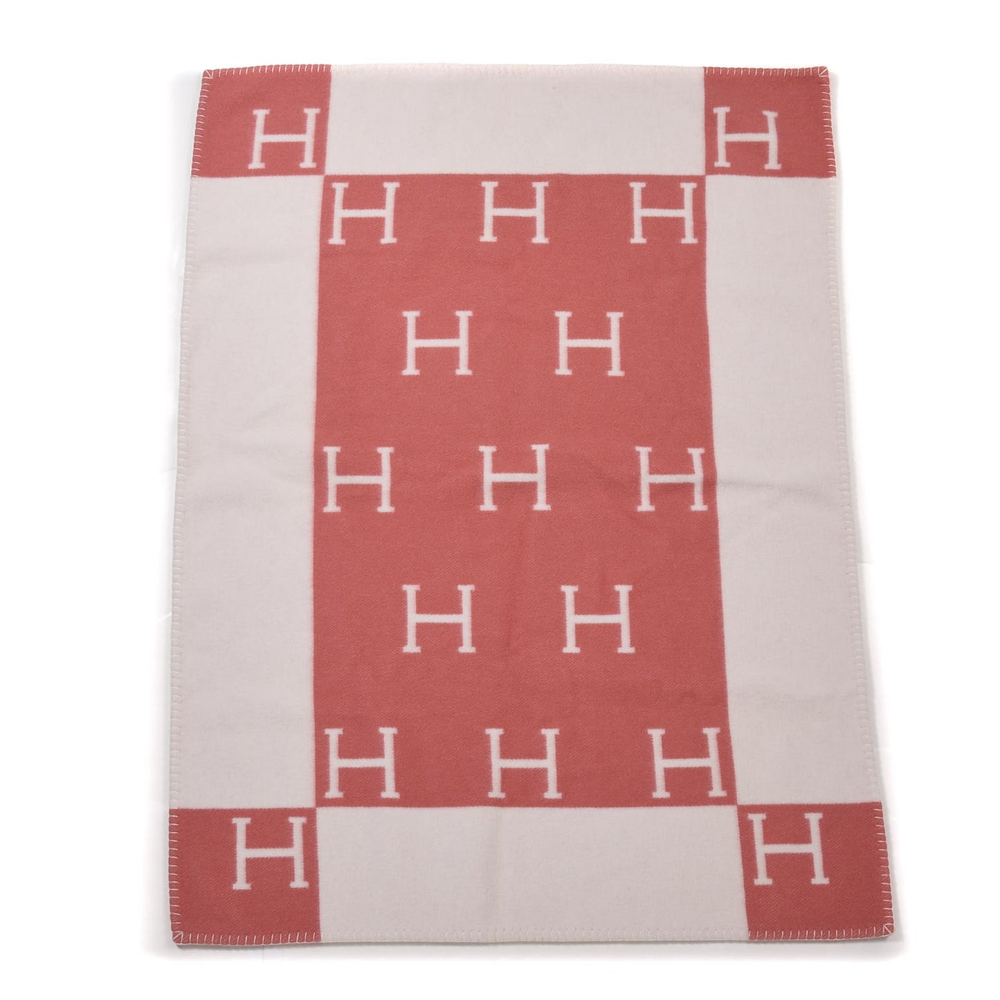Wool Cashmere Avalon Baby Blanket Rose Airelle White