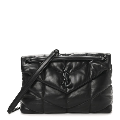 Saint Laurent Lambskin Quilted Monogram Monochrome Medium Loulou Puffer Chain Satchel Black 1 of 10