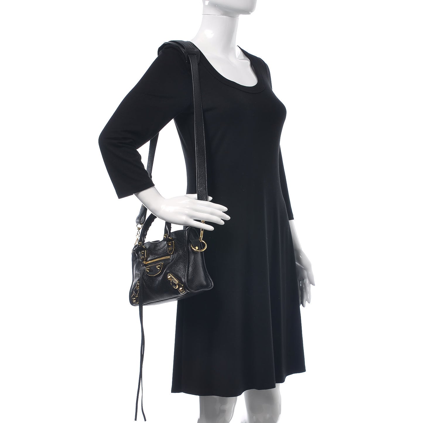 Chevre Gold Metallic Edge Hardware Mini City Black