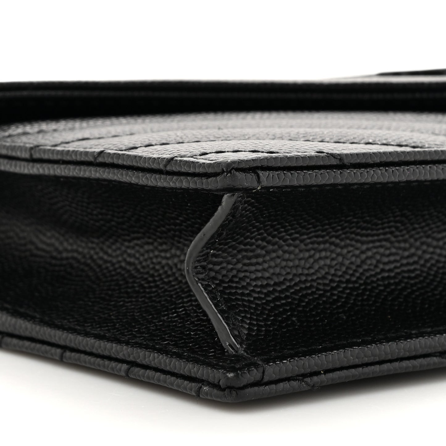Grain De Poudre Matelasse Chevron Monogram Monochrome Envelope Chain Wallet Black