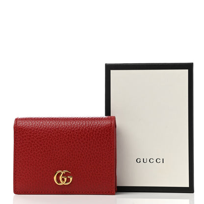 Gucci Pebbled Calfskin GG Marmont Card Case Hibiscus Red 10 of 10