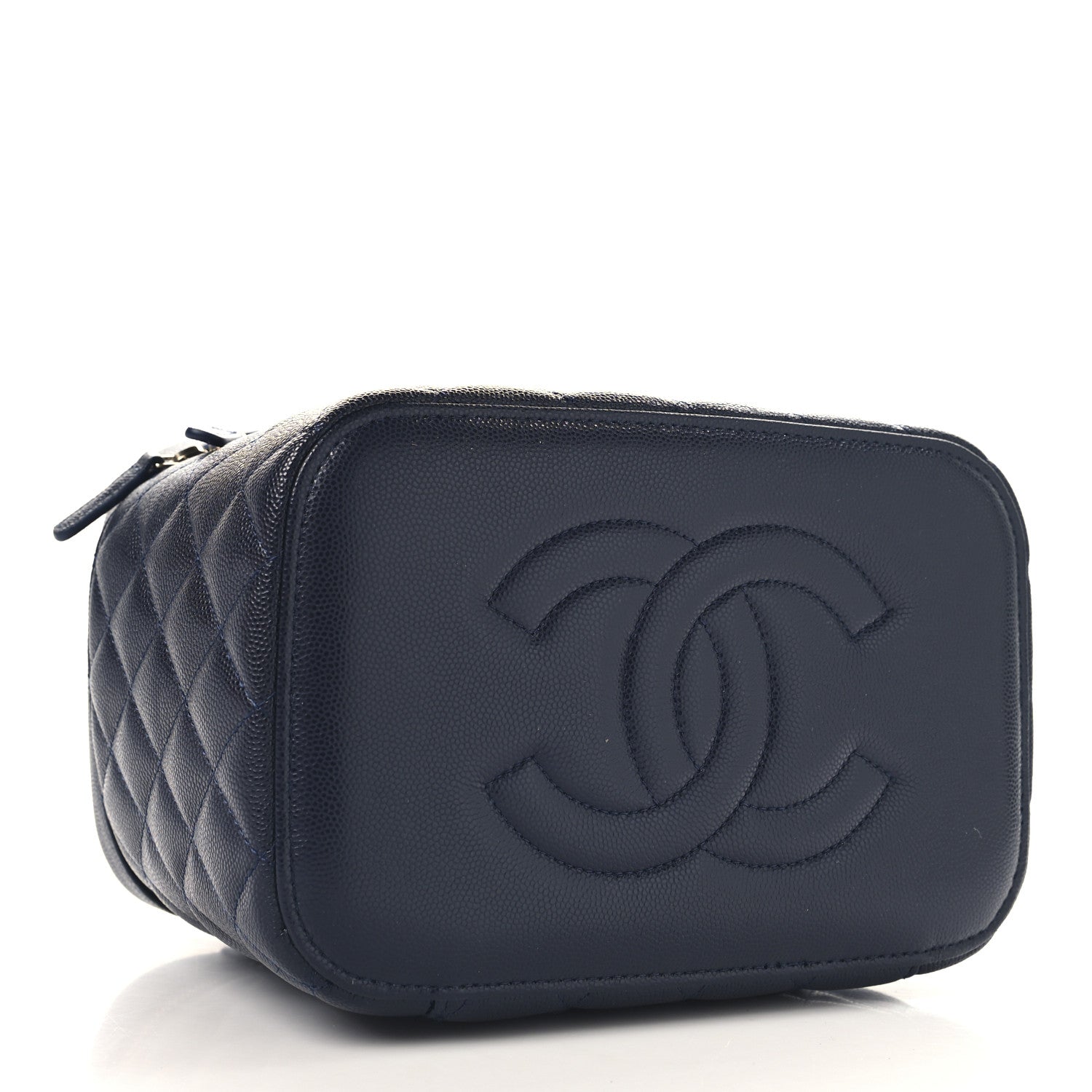 Chanel Caviar Quilted Large Vanity Pouch Dark Blue 4 of 10