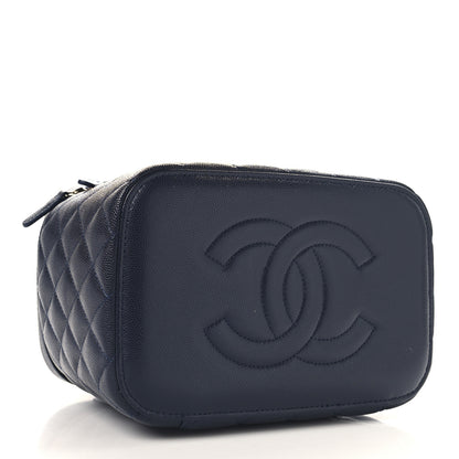 Chanel Caviar Quilted Large Vanity Pouch Dark Blue 4 of 10