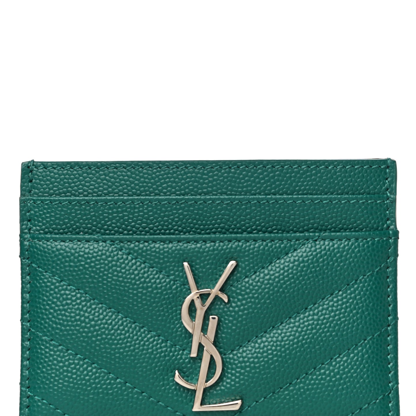Grain De Poudre Matelasse Chevron Monogram Credit Card Case Malachite