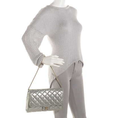 Chanel Iridescent Calfskin Clutch With Chain Flap Silver 2 of 8