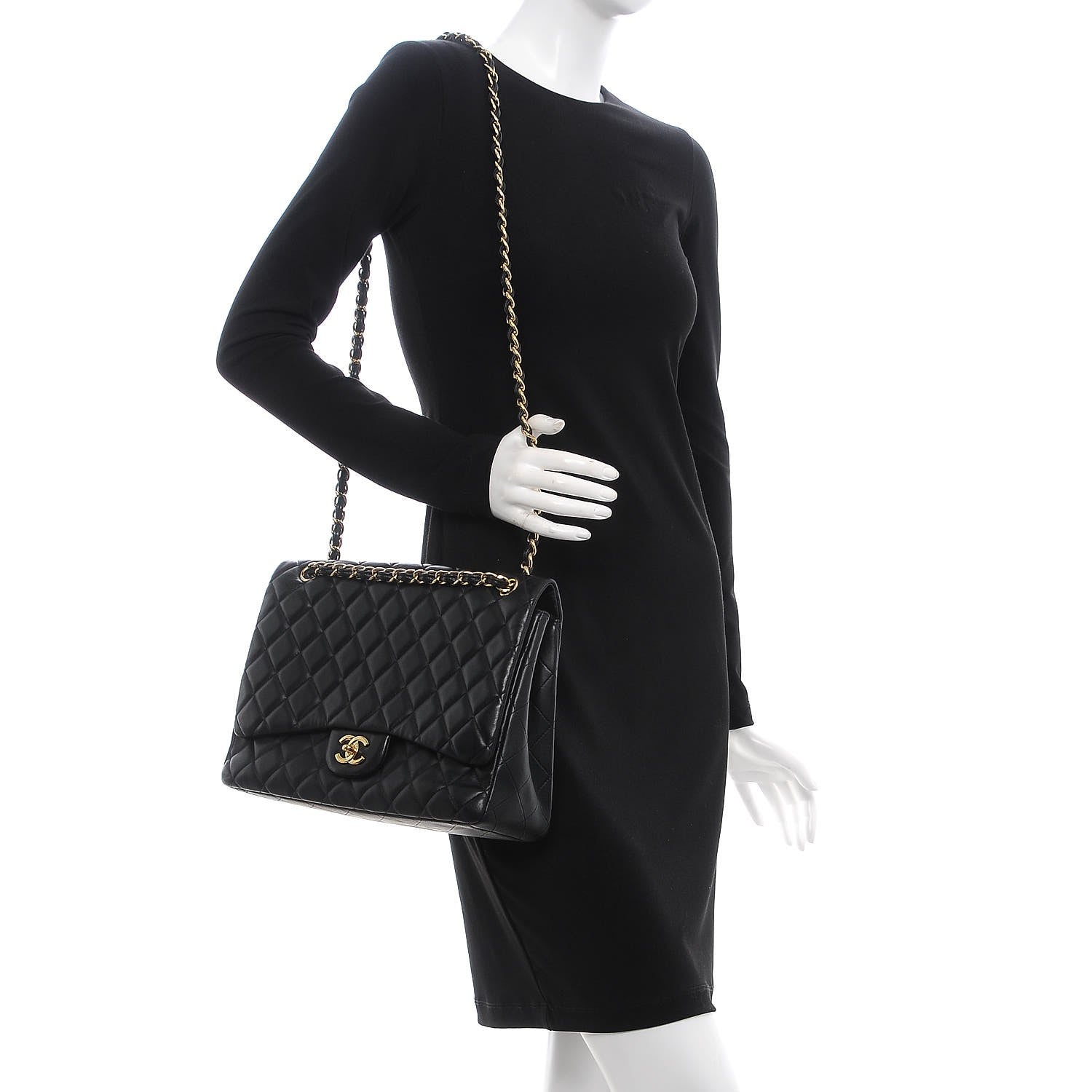 Chanel Lambskin Quilted Maxi Single Flap Black 2 of 11