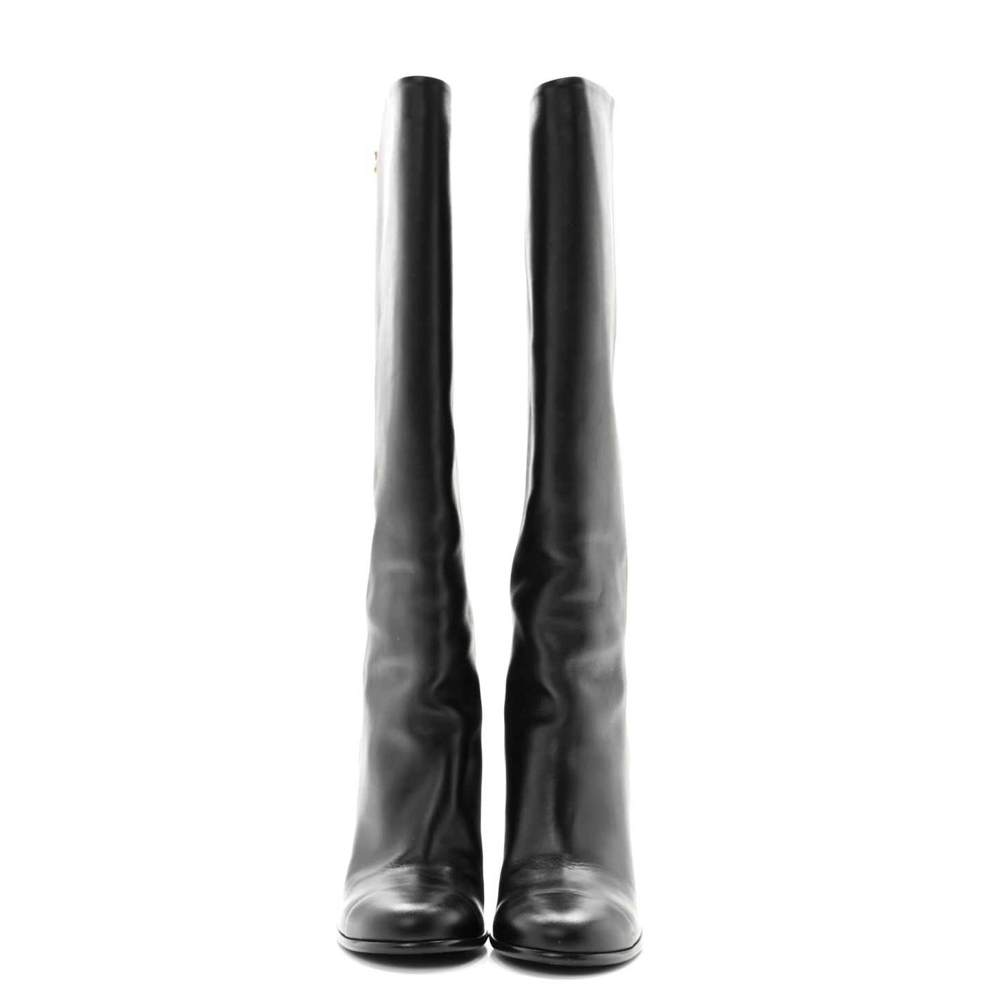 Calfskin CC Knee High Boots 40 Black