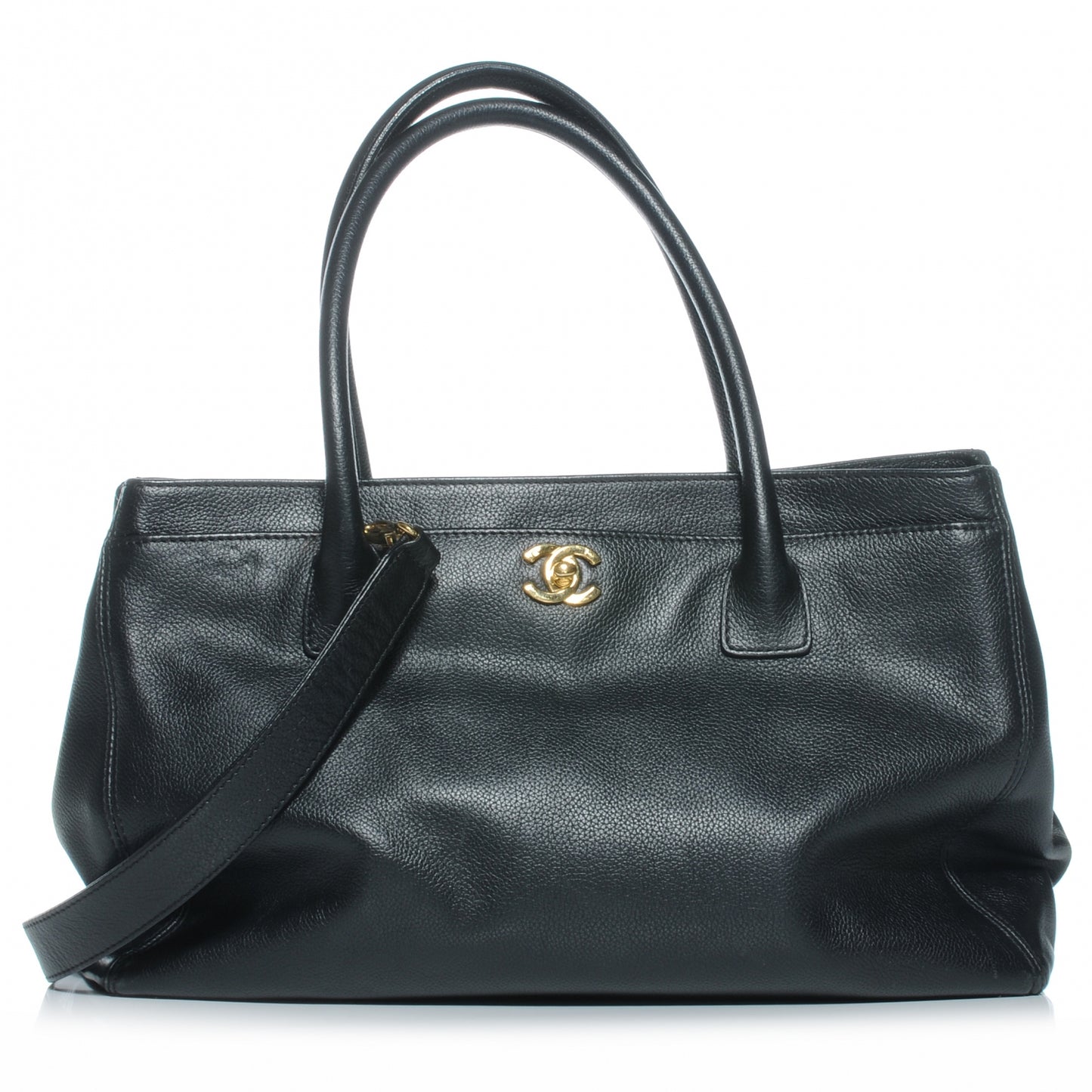 Calfskin Cerf Executive Shopper Tote Black