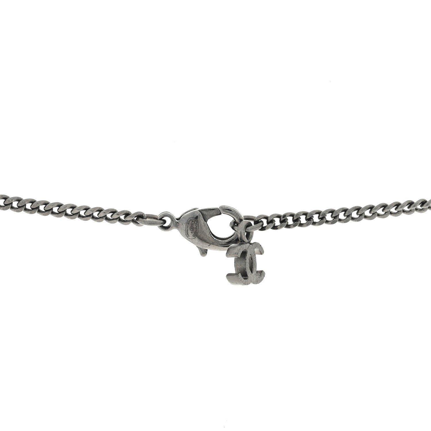 Chanel Baguette Crystal CC Necklace Silver 3 of 4