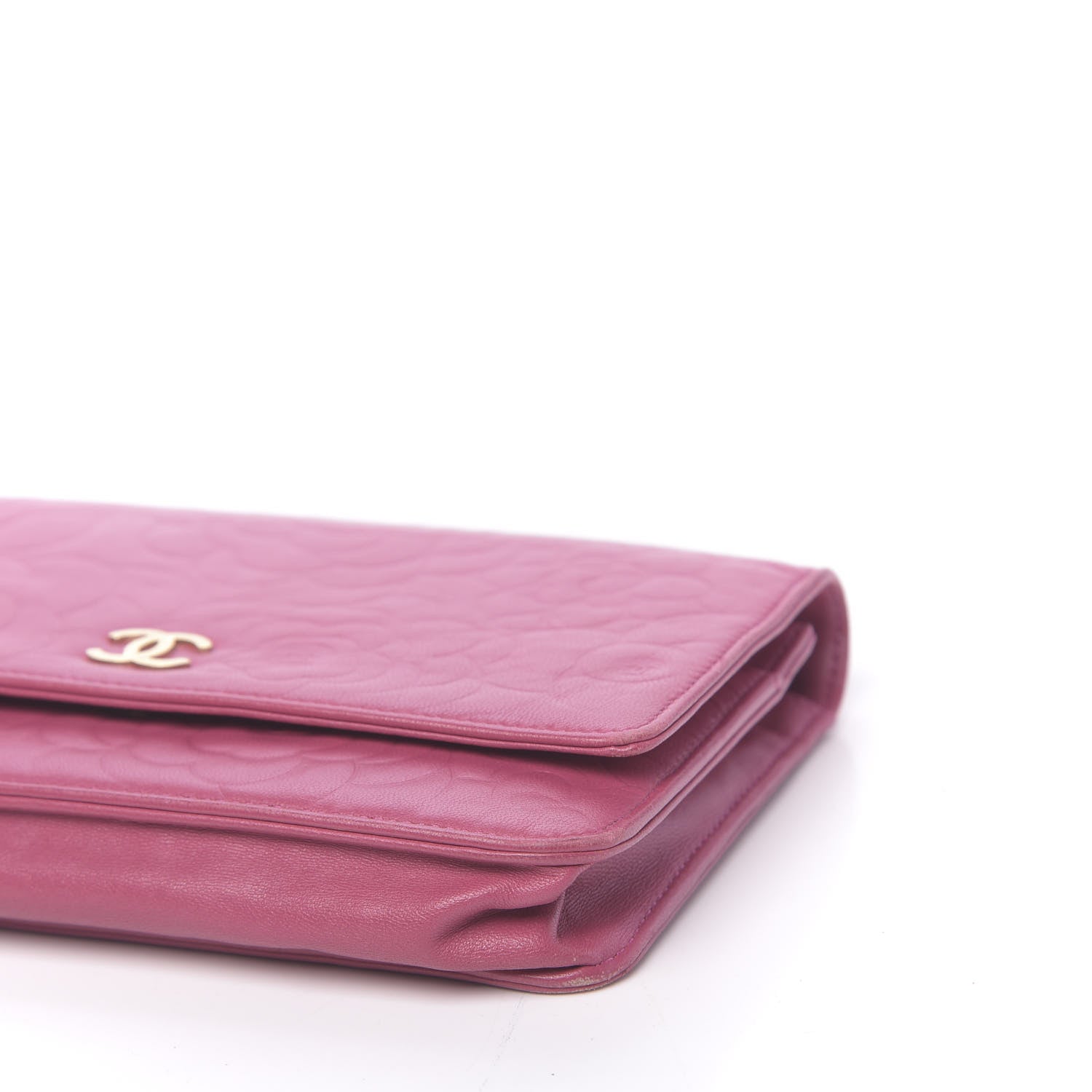 Chanel Lambskin Camellia Embossed Wallet On Chain WOC Pink 10 of 12