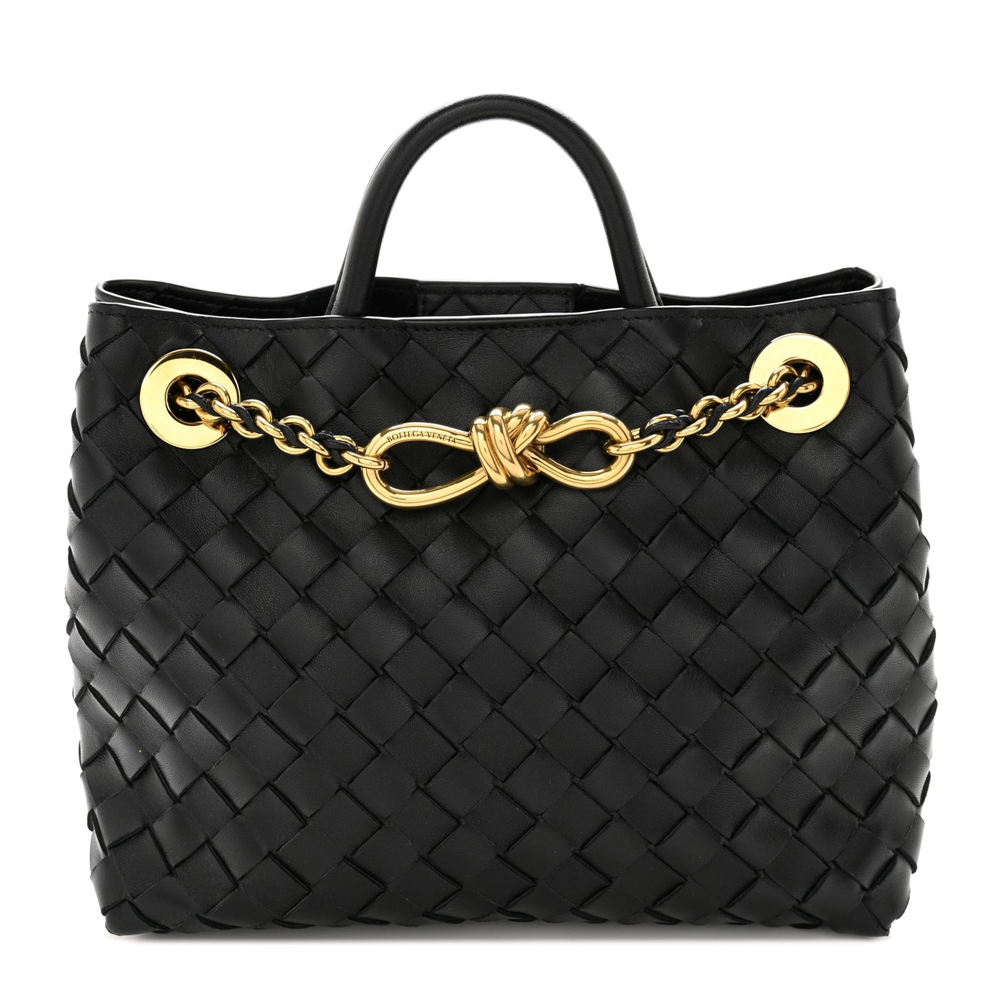 Nappa Intrecciato Small Andiamo With Chain Shoulder Bag Black