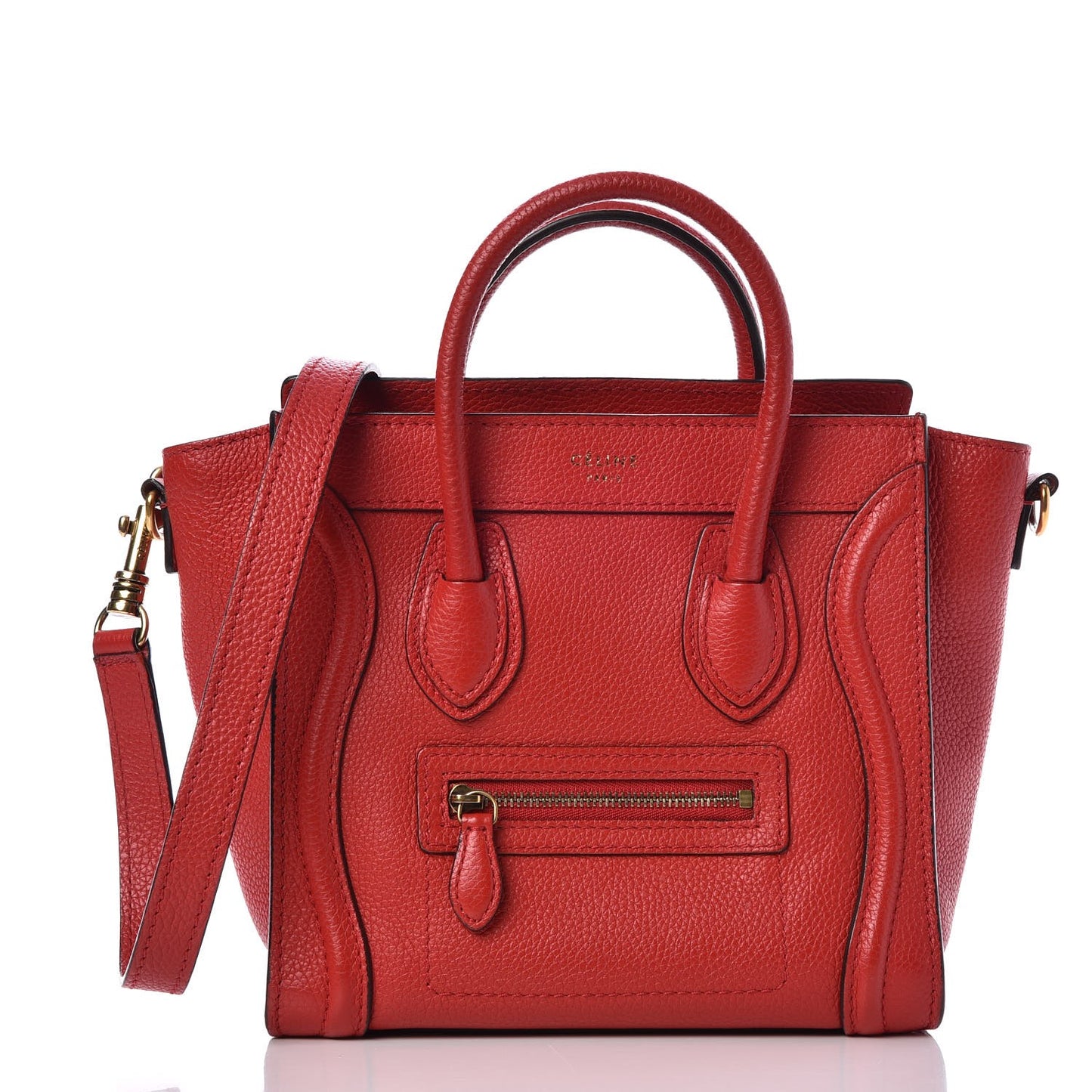 Baby Grained Calfskin Nano Luggage Coquelicot