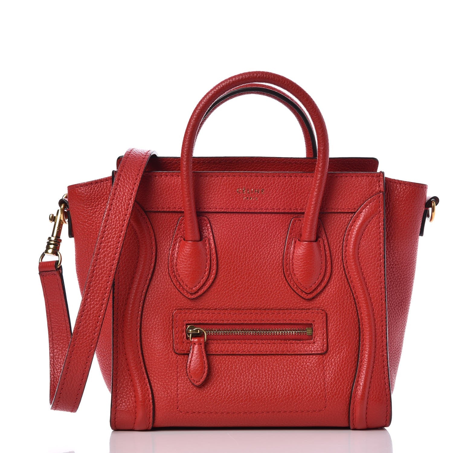 Celine Baby Grained Calfskin Nano Luggage Coquelicot 1 of 6
