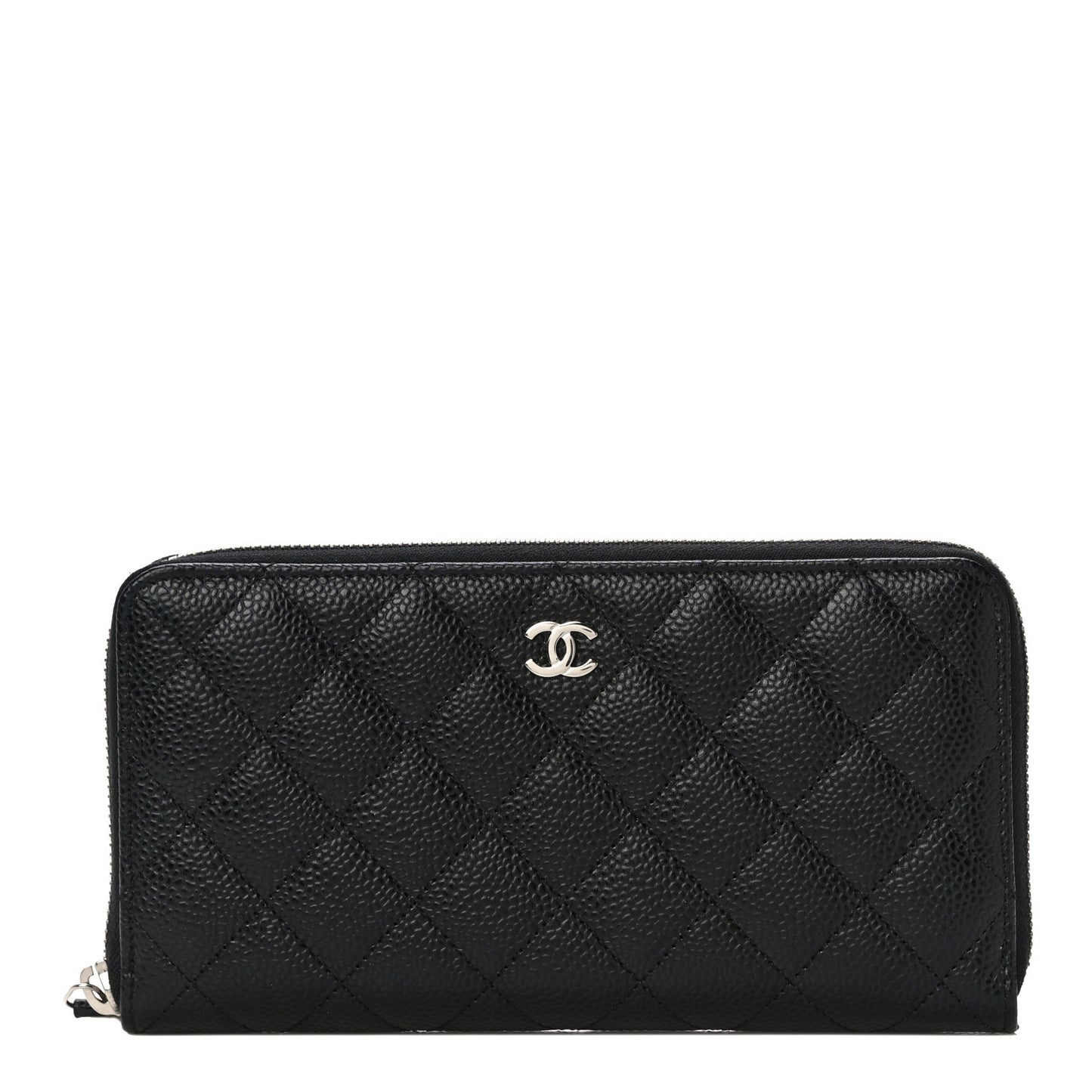 Caviar Quilted Large Gusset Zip Around Wallet Black