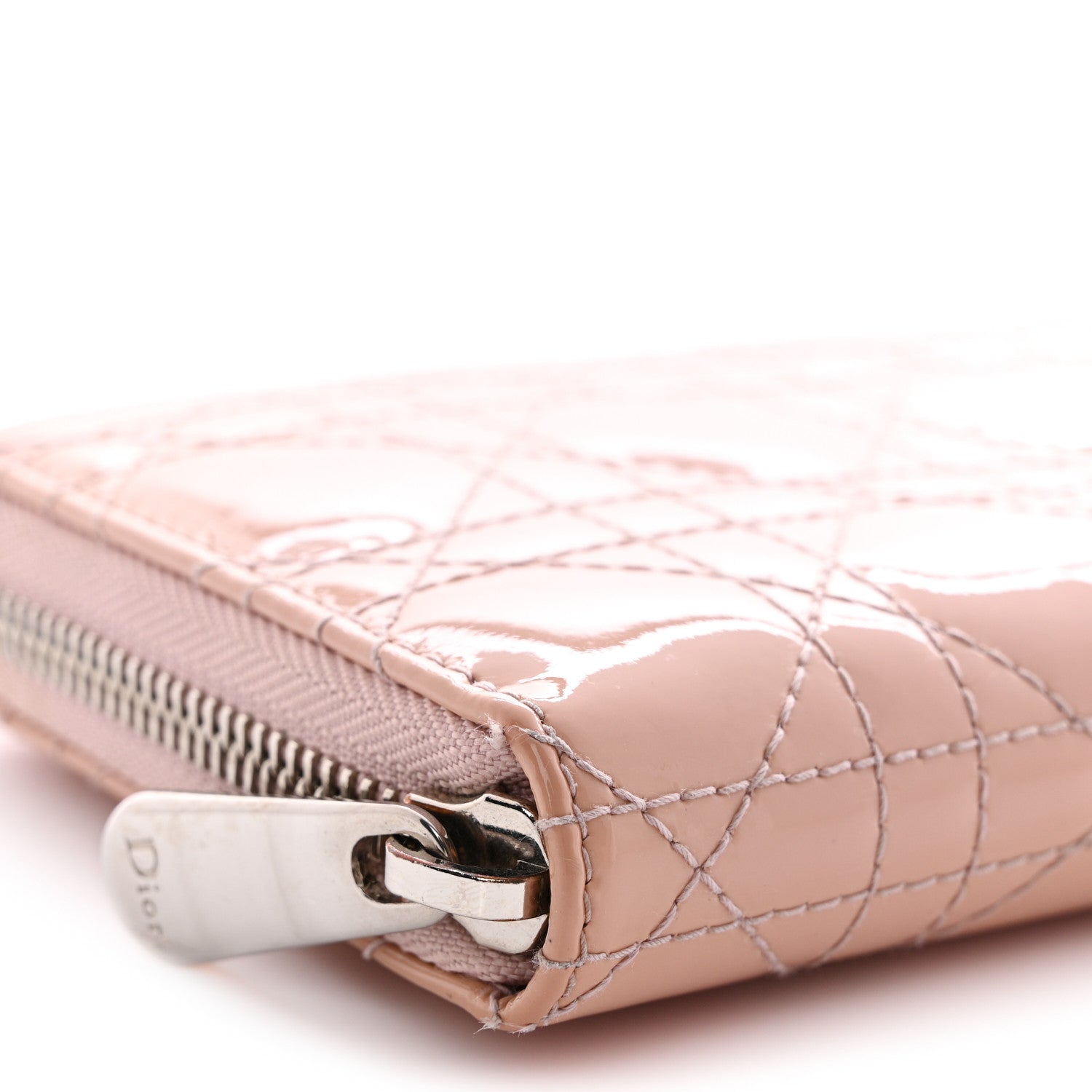 Christian Dior Patent Cannage Lady Dior Continental Zip Wallet Pink 11 of 15