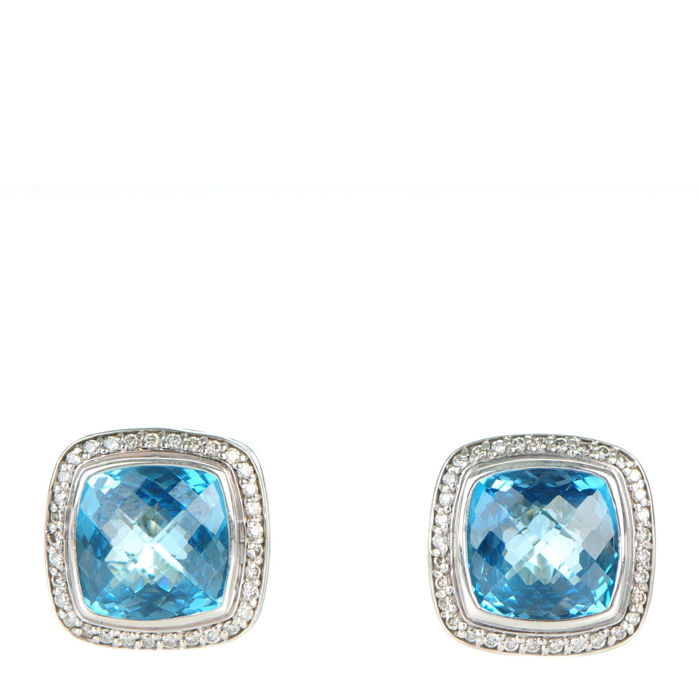 Sterling Silver Diamond Blue Topaz 11mm Albion Earrings