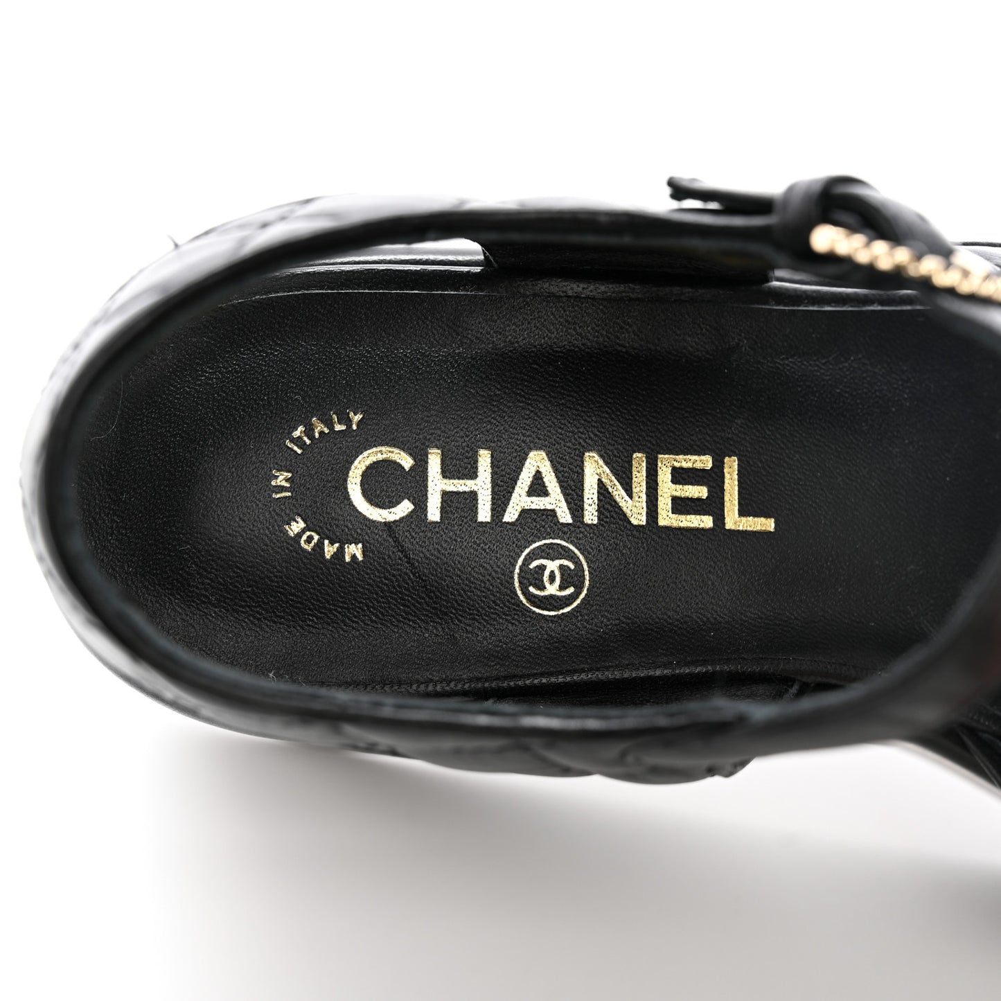 Lambskin Quilted CC Platform Sandals 39 Black