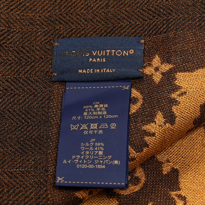 Louis Vuitton Silk Wool Tigergram Shawl Brown 3 of 3