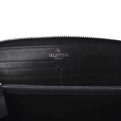 Valentino Garavani Calfskin Rockstud All Over Zip Around Wallet Black 8 of 12