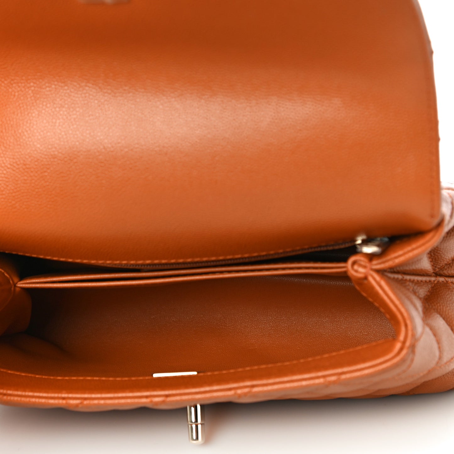 Caviar Quilted Mini Coco Handle Flap Light Brown