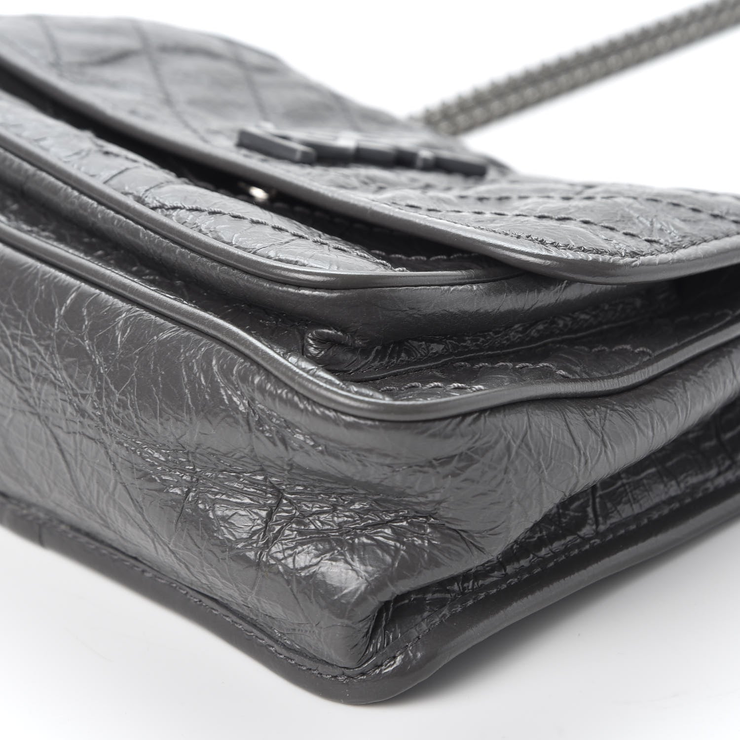 Saint Laurent Crinkled Calfskin Matelasse Monogram Baby Niki Chain Satchel Storm 6 of 8