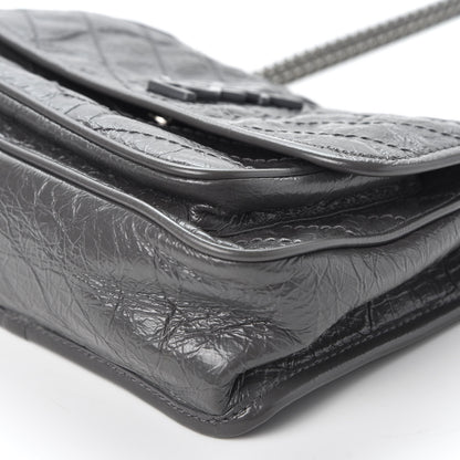 Saint Laurent Crinkled Calfskin Matelasse Monogram Baby Niki Chain Satchel Storm 6 of 8