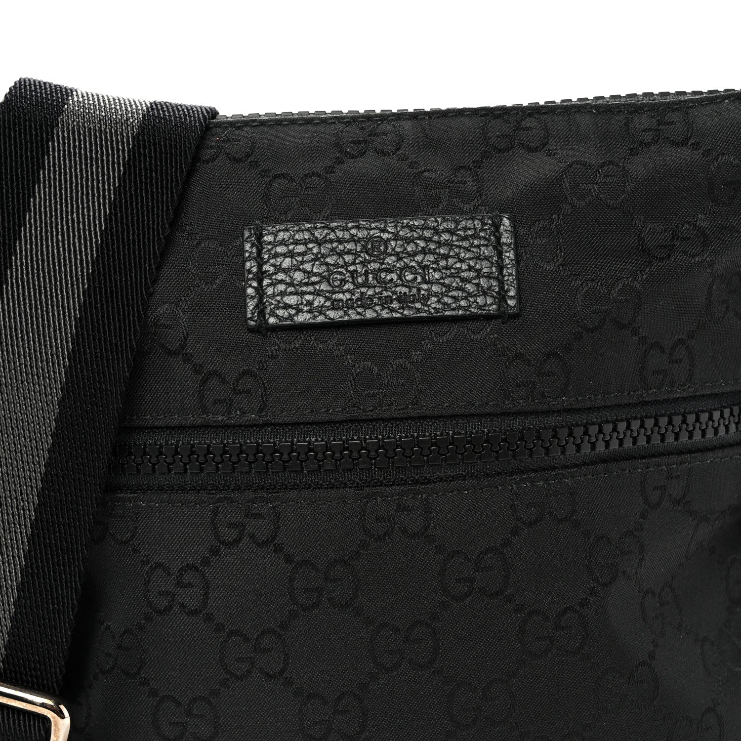 Gucci Nylon Monogram Mini Flat Messenger Bag Black 8 of 10