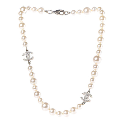Chanel Crystal Pearl CC Short Necklace Gold 3 of 4