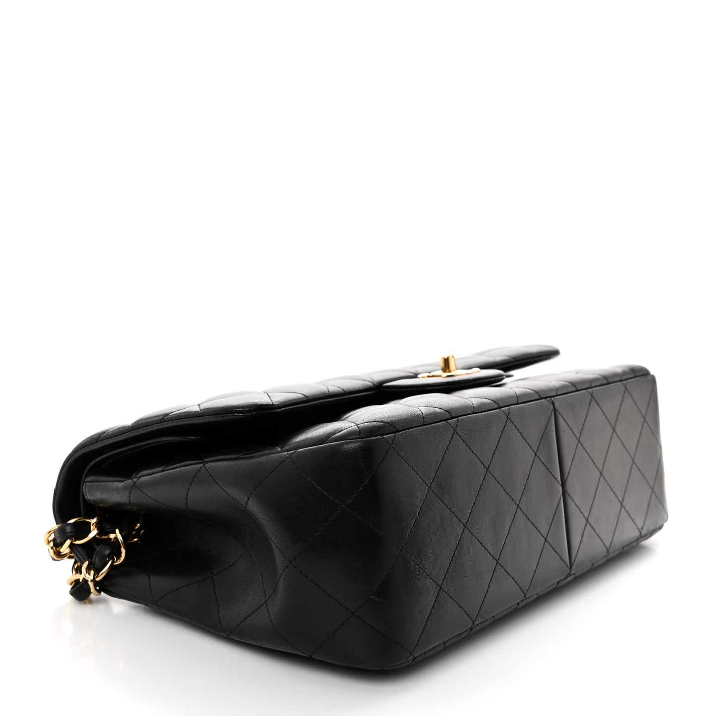 Lambskin Quilted Jumbo Double Flap Black